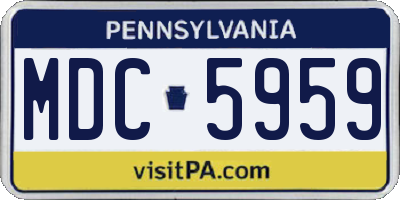 PA license plate MDC5959