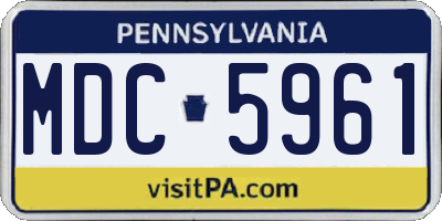 PA license plate MDC5961