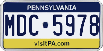 PA license plate MDC5978