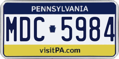 PA license plate MDC5984