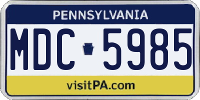 PA license plate MDC5985