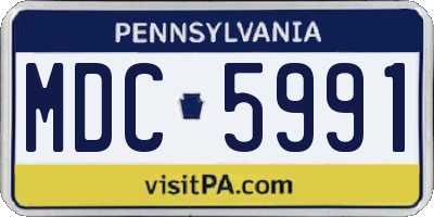 PA license plate MDC5991