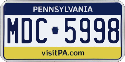 PA license plate MDC5998