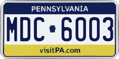 PA license plate MDC6003
