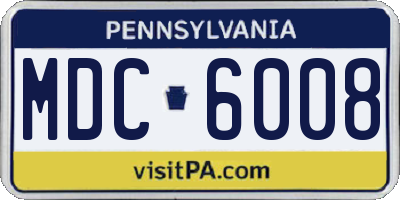 PA license plate MDC6008