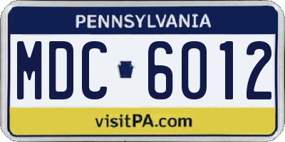 PA license plate MDC6012