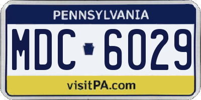 PA license plate MDC6029