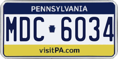 PA license plate MDC6034