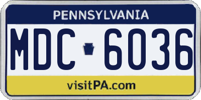 PA license plate MDC6036