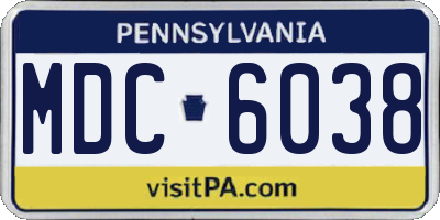 PA license plate MDC6038