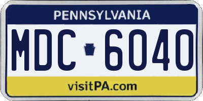 PA license plate MDC6040