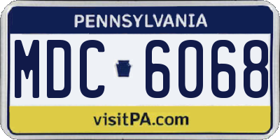PA license plate MDC6068