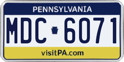 PA license plate MDC6071