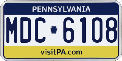 PA license plate MDC6108