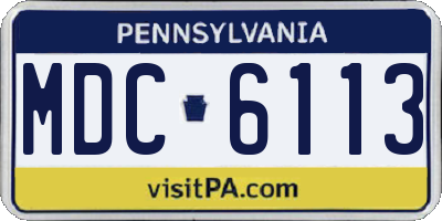 PA license plate MDC6113