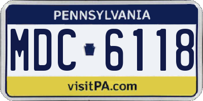 PA license plate MDC6118
