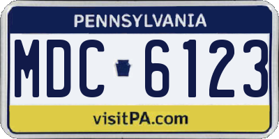 PA license plate MDC6123