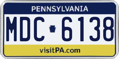 PA license plate MDC6138