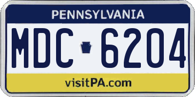 PA license plate MDC6204