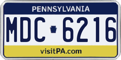 PA license plate MDC6216
