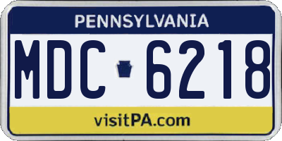 PA license plate MDC6218