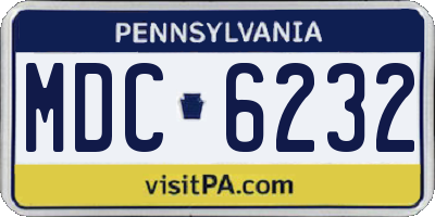 PA license plate MDC6232
