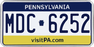PA license plate MDC6252
