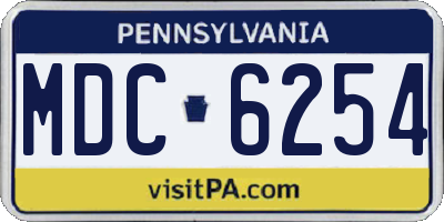 PA license plate MDC6254