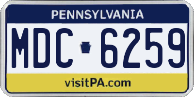 PA license plate MDC6259