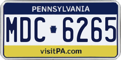 PA license plate MDC6265