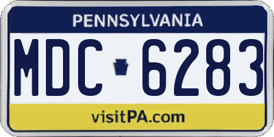 PA license plate MDC6283