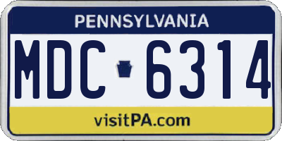 PA license plate MDC6314