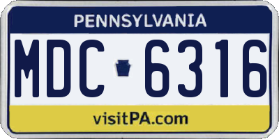 PA license plate MDC6316