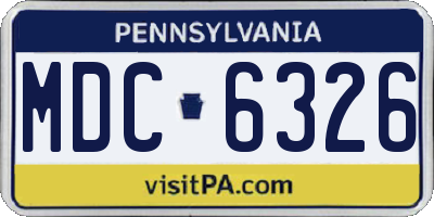 PA license plate MDC6326