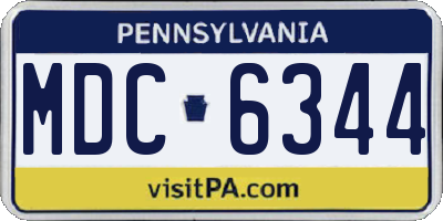 PA license plate MDC6344