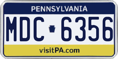 PA license plate MDC6356