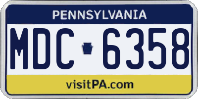PA license plate MDC6358