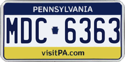 PA license plate MDC6363
