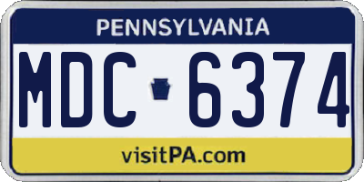 PA license plate MDC6374