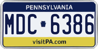 PA license plate MDC6386