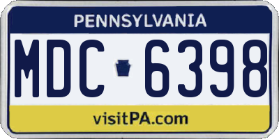 PA license plate MDC6398