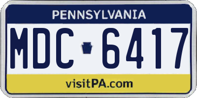 PA license plate MDC6417