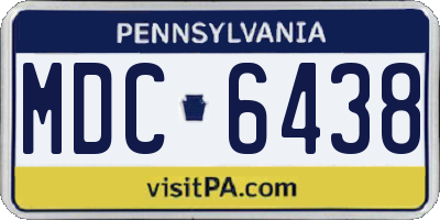 PA license plate MDC6438