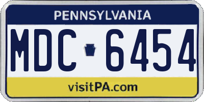 PA license plate MDC6454