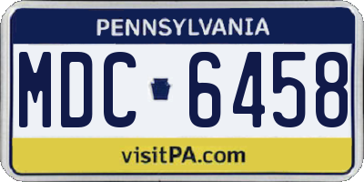 PA license plate MDC6458