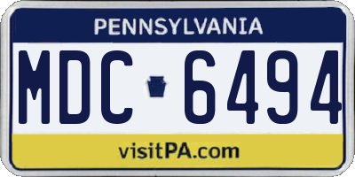 PA license plate MDC6494