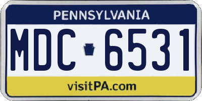 PA license plate MDC6531