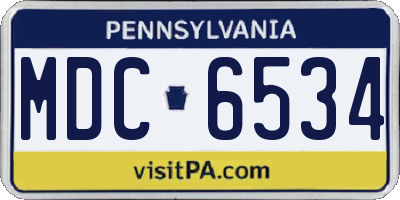 PA license plate MDC6534