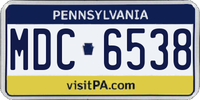 PA license plate MDC6538