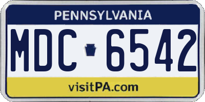 PA license plate MDC6542